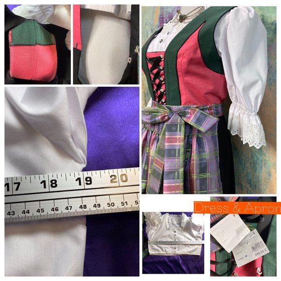 NWTπOriginal traditional high-quality Bavarian Dirndl with Apron & Blouse - Picture 6 of 16